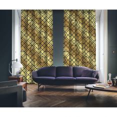 Art Deco No:4 Gold Background-Black 2 Panel Curtain