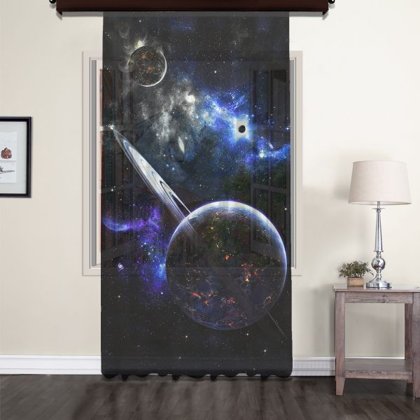 Fantasy Planets Space Tulle Curtain