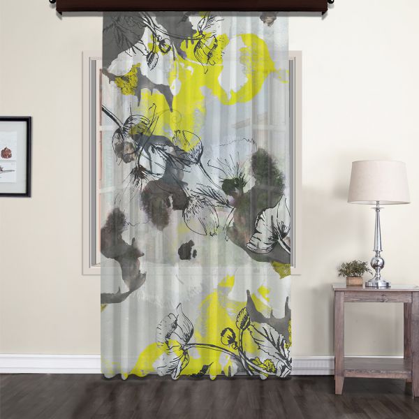 Abstract Flowers Tulle Curtain