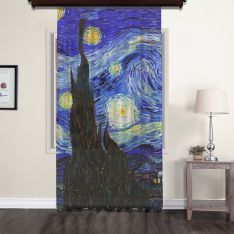 Vincent Van Gogh - Yıldızlı Gece Panel 1 Tül Perde