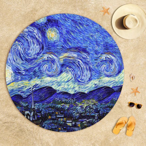 Vincent Van Gogh - Yıldızlı Gece Model 2 Plaj Havlusu