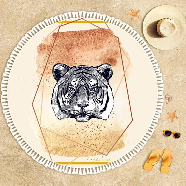 Tiger Illustration Beach Towel