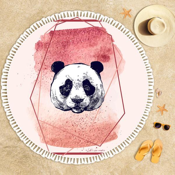 Panda Illustration Beach Towel