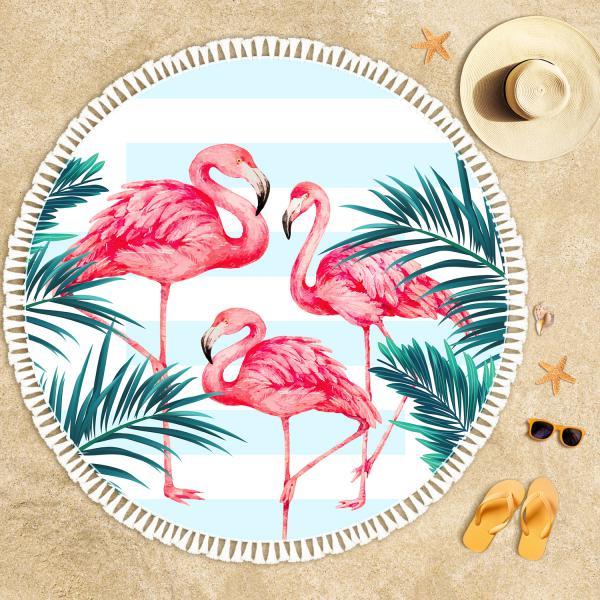 Tropikal Flamingolar Plaj Havlusu