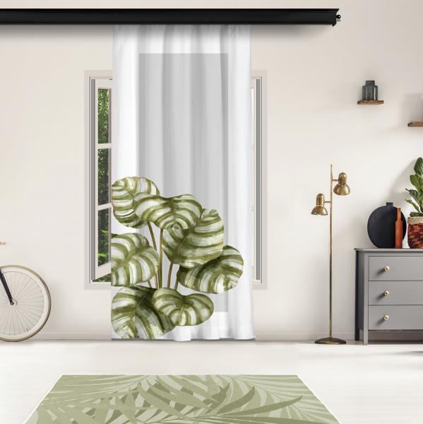 Oval Leaves and Gray Floor Panel Curtain