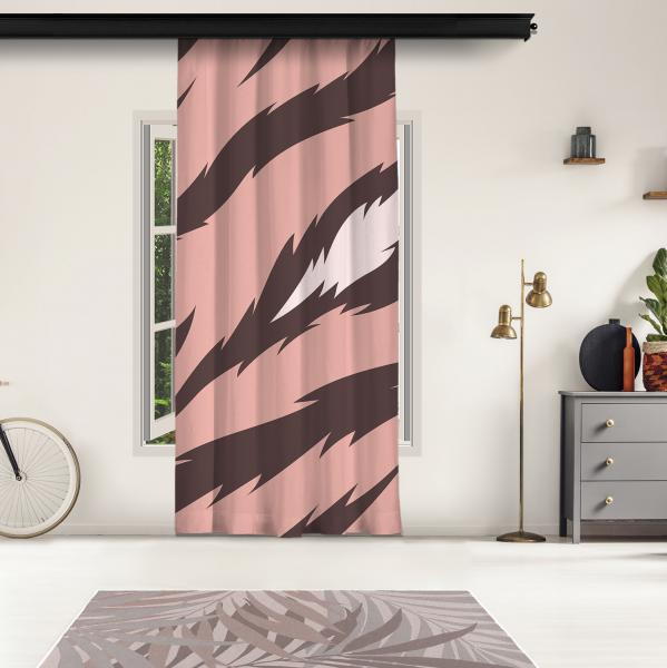 Pink Tiger Pattern Panel Curtain