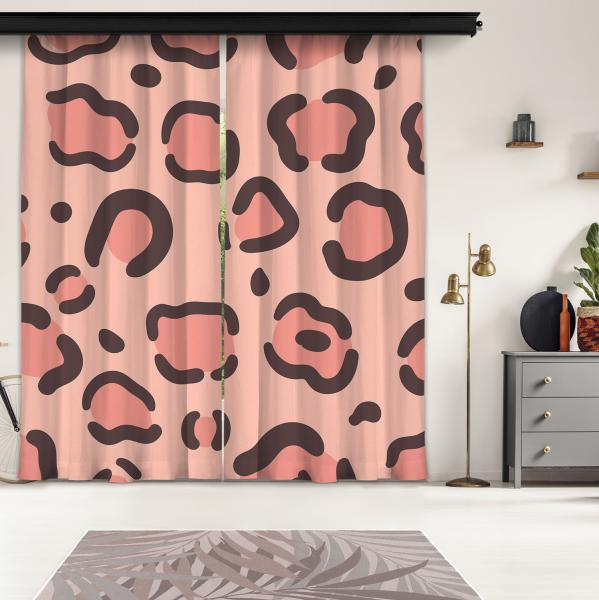Pink Leopard Pattern 2 Piece Panel Curtain