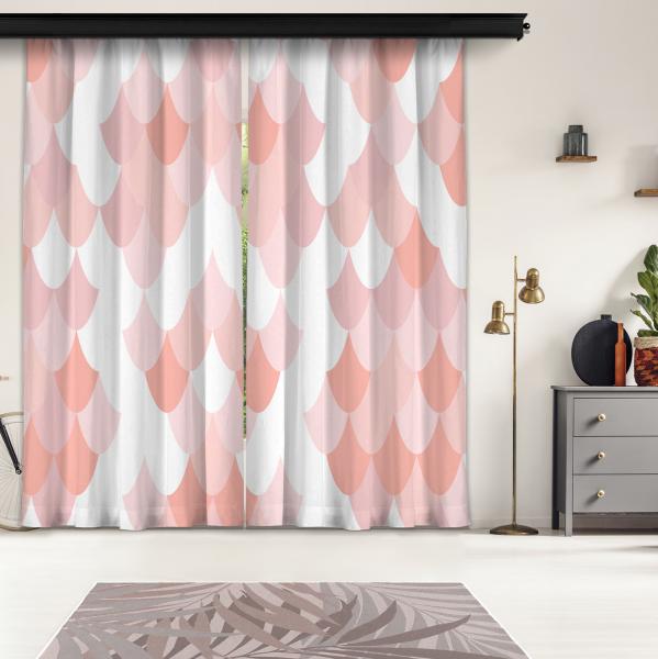 Powder Pink Snake Pattern 2 Piece Panel Curtain