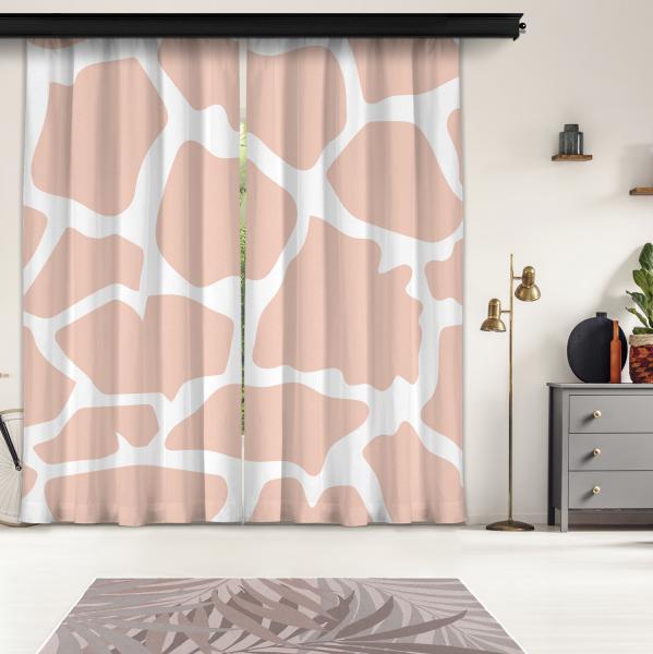 Powder Pink Giraffe Pattern 2 Piece Panel Curtain