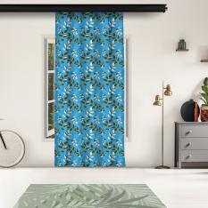 Tropical Flower Blue Curtain
