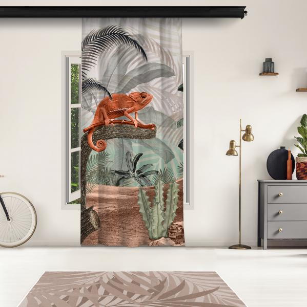 Tropical Trees and Sepia Chameleon Model 1 Panel Curtain