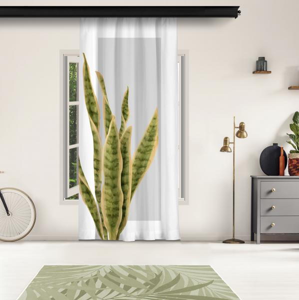 Long Leaves and Gray Floor Panel Curtain
