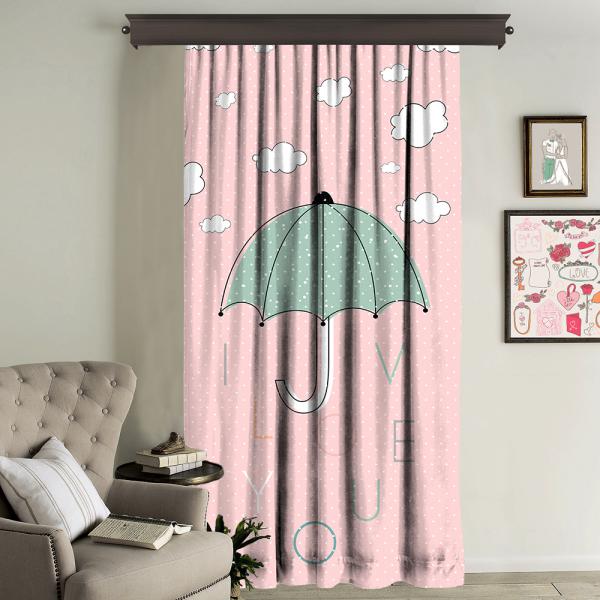 "I Love You" Umbrella Panel Curtain Single Panel