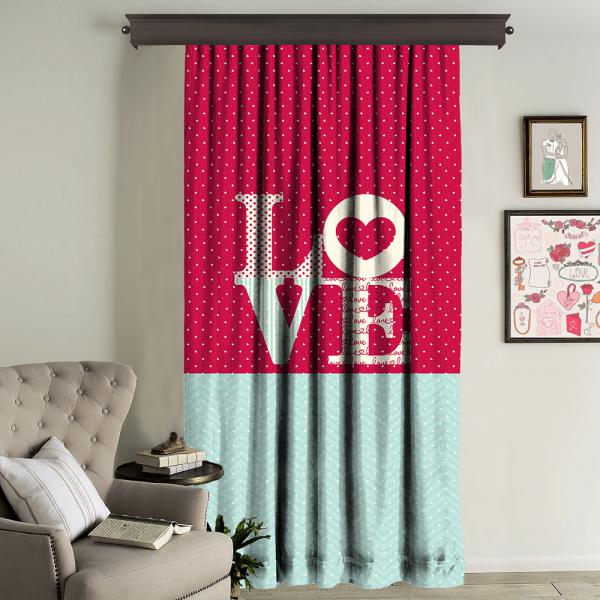"LOVE" Printed Panel Curtain Single Panel