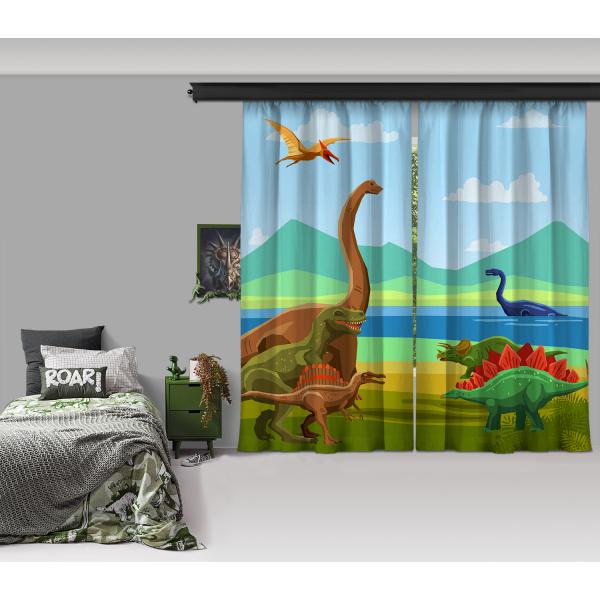 Life of Dinosaurs Model 2 2 Panel Curtain