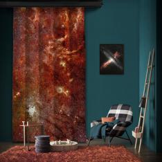 Galaktik Merkezin Hubble-Spitzer Renkli Mozaik Tek Kanat Fon Perde