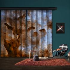 Cosmic Ice Sculptures: Dust Pillars in the Carina Nebula 2 Panel Curtain
