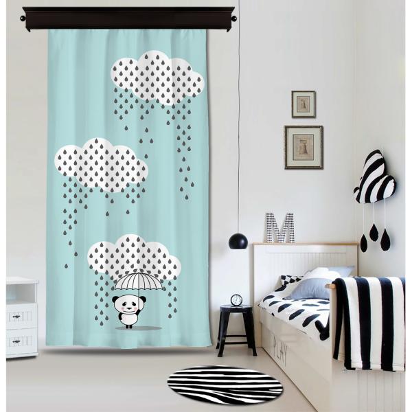 Downpour Panda Blue Curtain By İmren Gürsoy