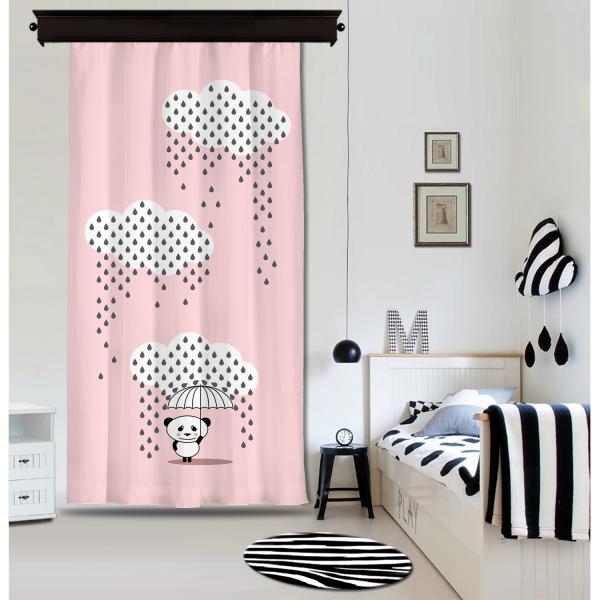 Downpour Panda Pink Curtain By İmren Gürsoy