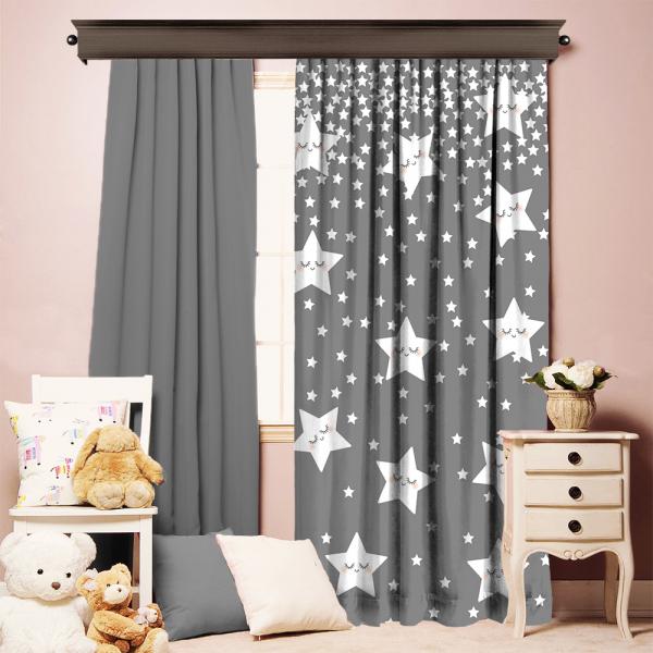 Sweet Sleeping Stars Gray Single Piece Curtain
