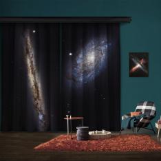 Spiral Galaxy Pair NGC 4302 and NGC 4298 2 Panel Curtain