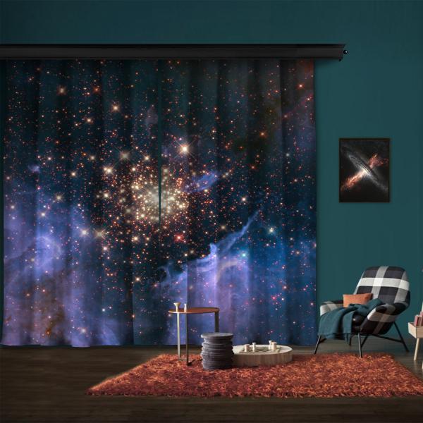 Starburst Cluster Shows Celestial Fireworks 2 Panel Curtain