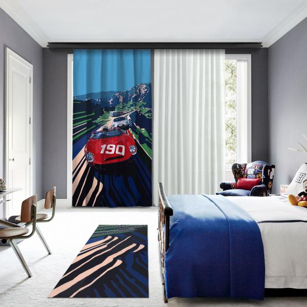 Red Car Illustration One Piece Panel Curtain