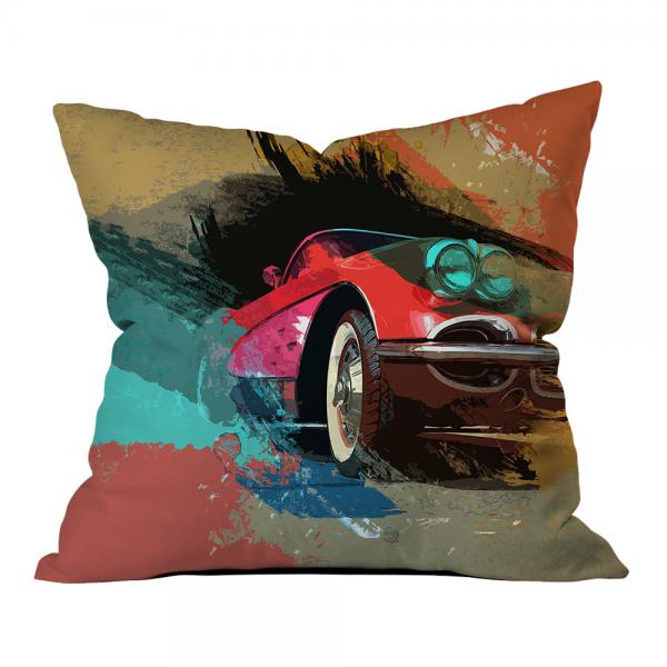 Nostalgic Car Illustrations Pillow