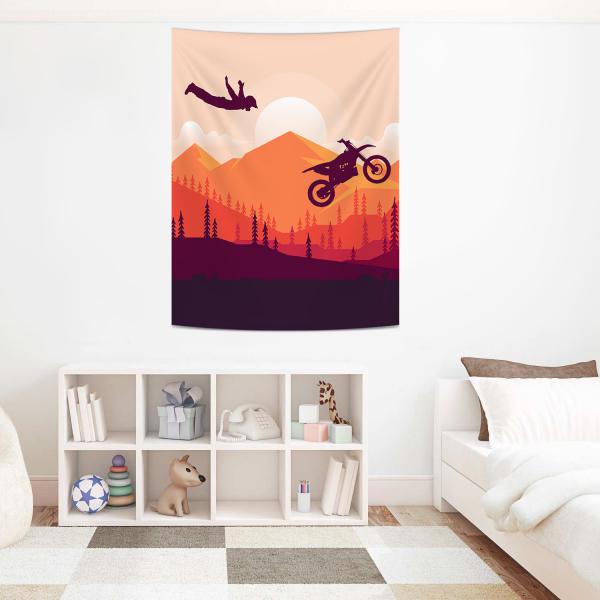 Artistic Motorcycle Jump & Landscape Wall Spread