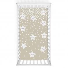 Cute Sleeping Stars Ecru Bed Cover