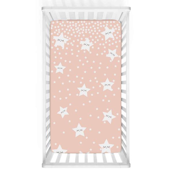 Cute Sleeping Stars Pink Baby Bed Cover