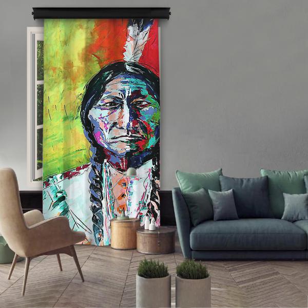 Native American Painting Single Panel Curtain