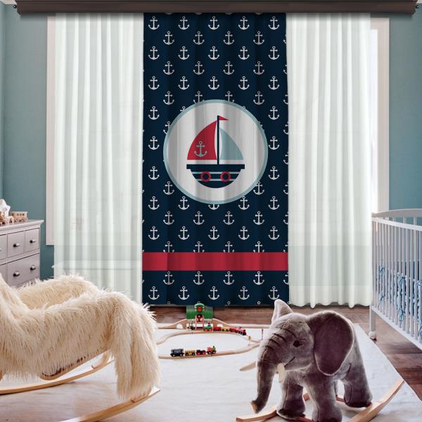 Blue Boat One Piece Blackout Curtain
