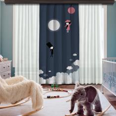 Flying Baloons Single Piece Blackout Curtain