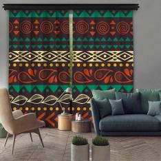 Multi Color Ethnic Composition 2 Piece Panel Curtain