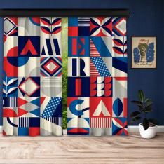 Gemometric America 2 Piece Decorative Curtain