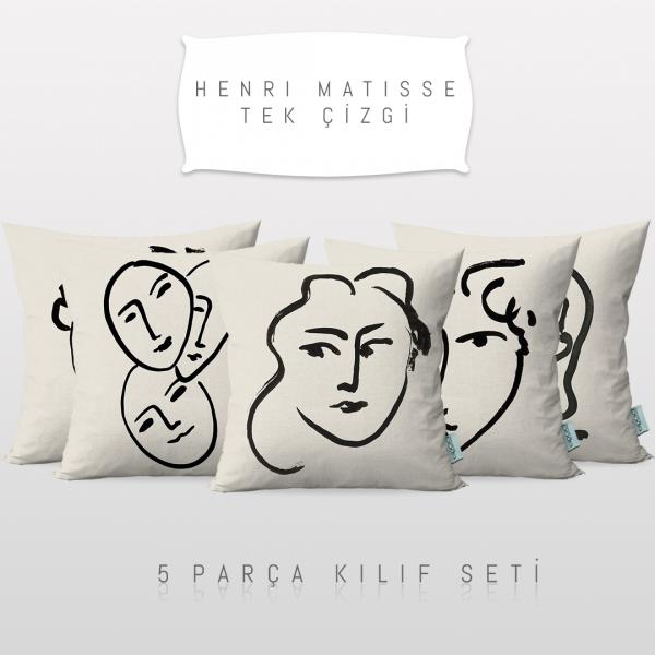 Henri Matisse One Line Drawing 5 Pieces Pillow Cover Set