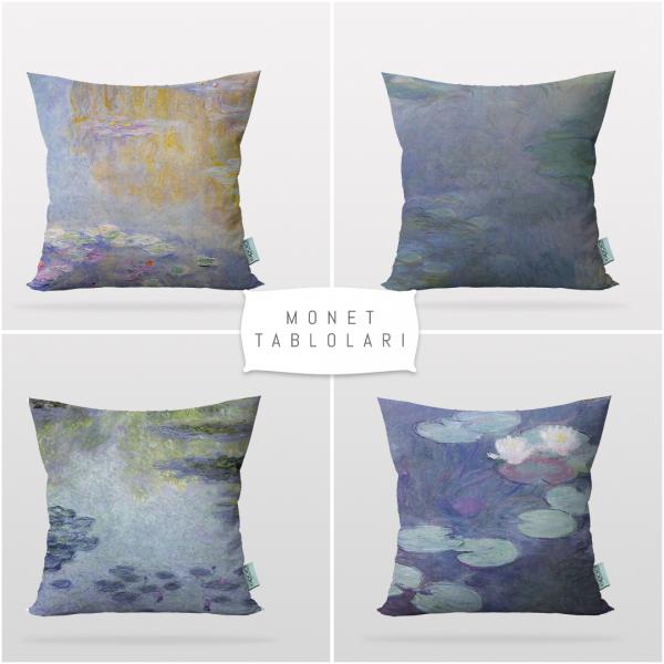 Monet Paintings 4 Pieces Pillow Cover Set