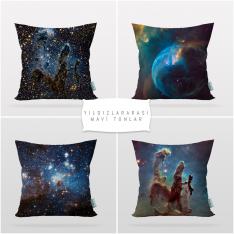 Interstellar-Blue Tones 4 Pieces Pillow Cover Set