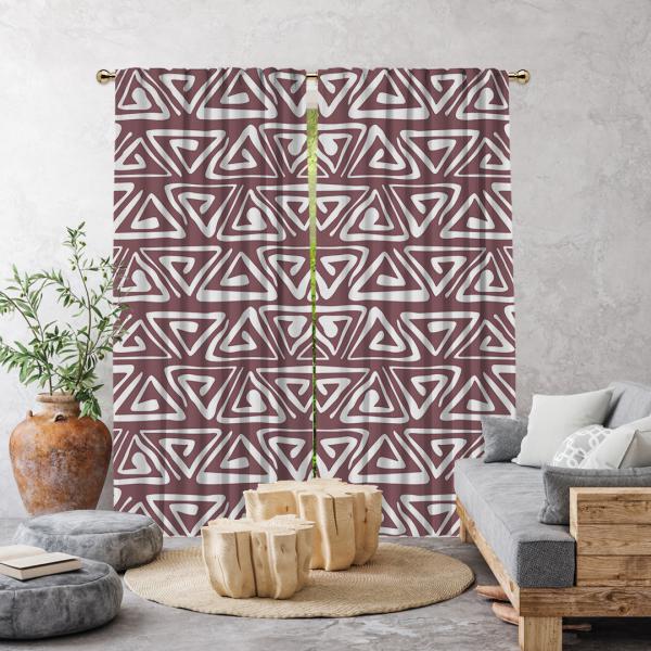 Ethnic Tribal Pattern Single Curtain-Rose Pink