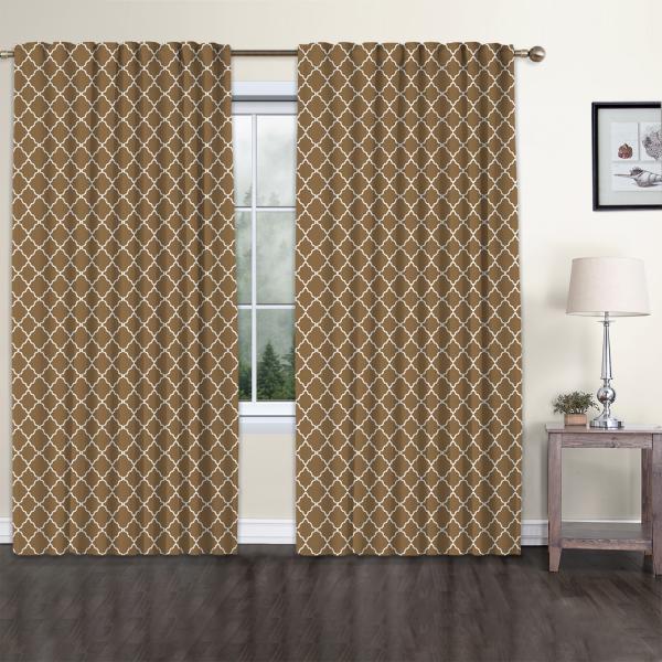 Classic Damask Single Piece Curtain-Brown
