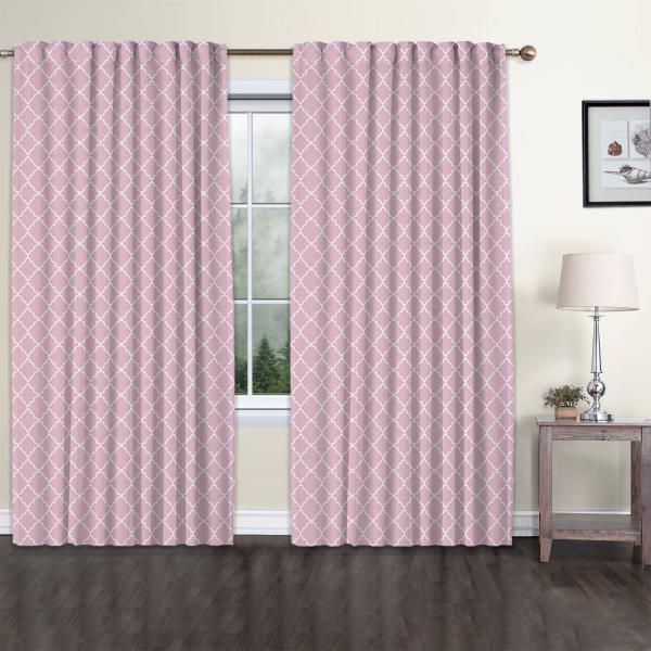 Classic Damask Single Piece Curtain-Pink