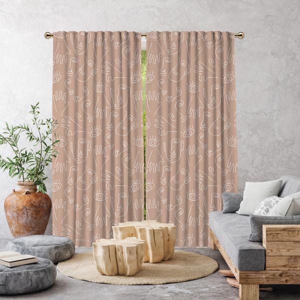 Boho Different Shapes Single Panel Curtain-Powder Pink