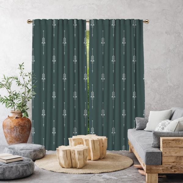 Boho Ethnic Pattern Single Panel Curtain-Pine Green