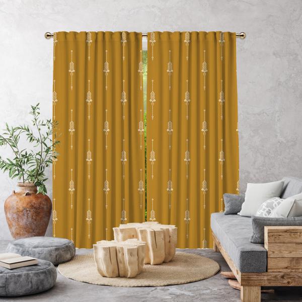 Boho Ethnic Pattern Single Panel Curtain-Mustard Yellow