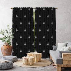 Boho Ethnic Pattern Single Panel Curtain-Black