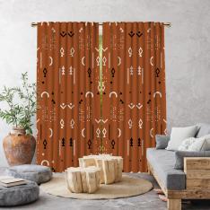 Boho Style Decorative Patterns Single Panel Curtain-Brick Color