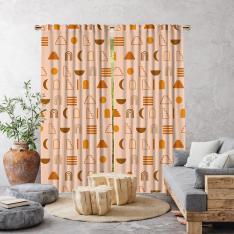 Decorative Geometric Pattern Single Panel Curtain-Salmon Color