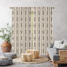 Ethnic Decor Pattern Single Panel Curtain-Cream