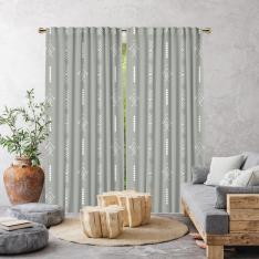 Ethnic Decor Pattern Single Panel Curtain-Grey